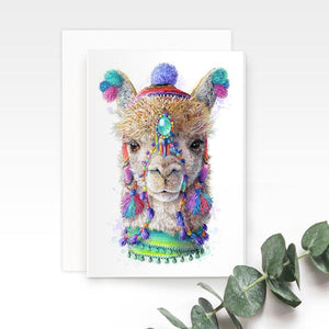 Bohemian Alpaca Llama Greeting Card