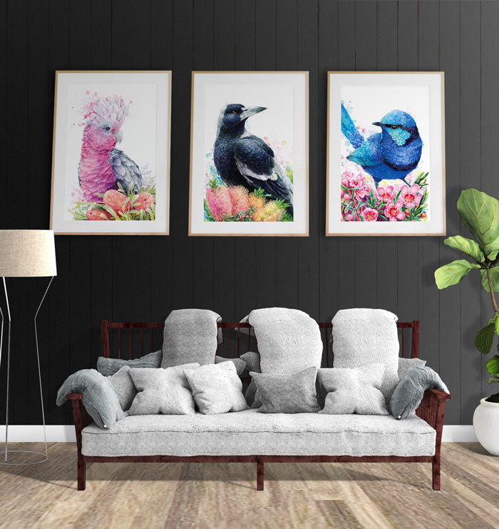 Magpie and Bottlebrush Wall Art