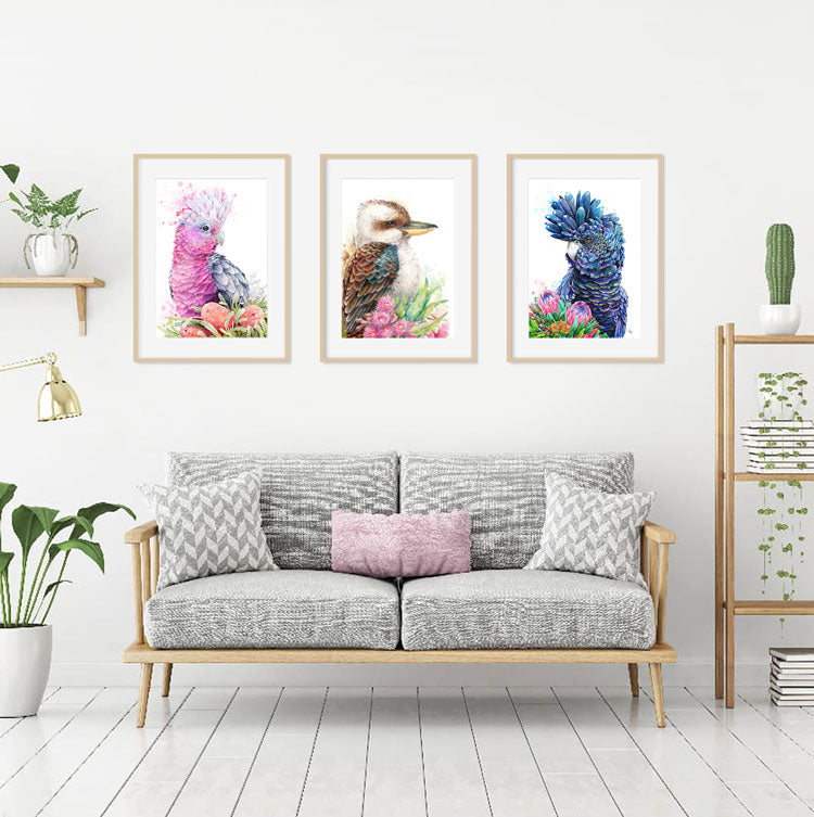 Pink Galah and Banksias Wall Art