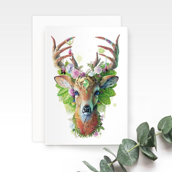 Bohemian Deer Greeting Card