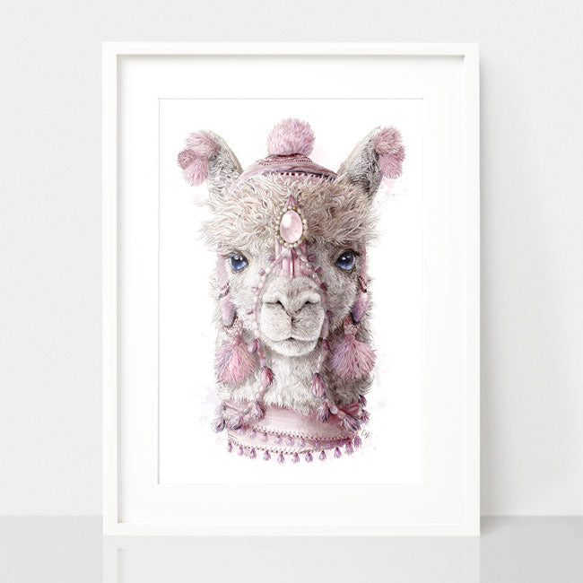 Bohemian Alpaca / Llama Dusty Pink Print