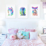 Wall Art for Girls Room, Magical Art Prints, Unicorn Artwork, Rainbow Unicorn Print, Watercolour Prints, Australian Artwork, Earthdrawn Studio