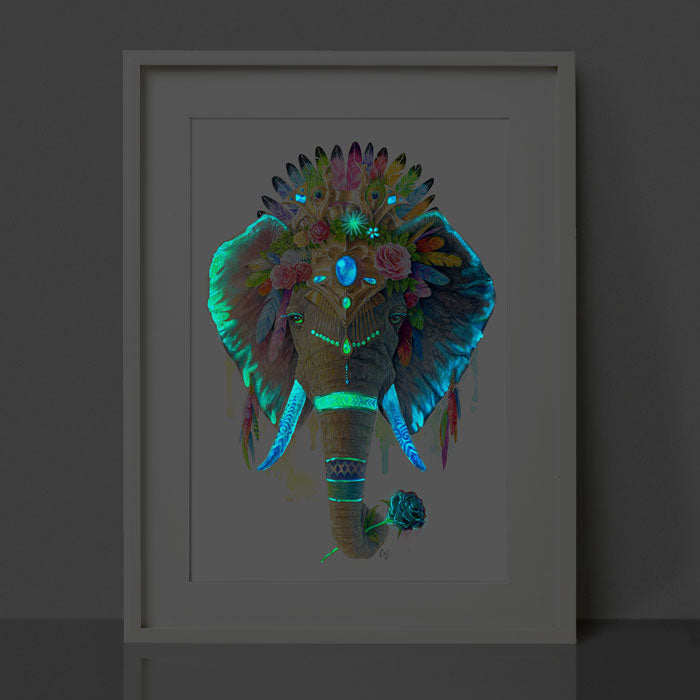 Glow in the Dark Elephant Print