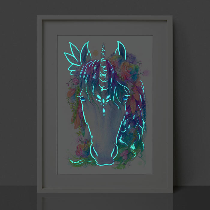 Glow in the Dark Unicorn Print