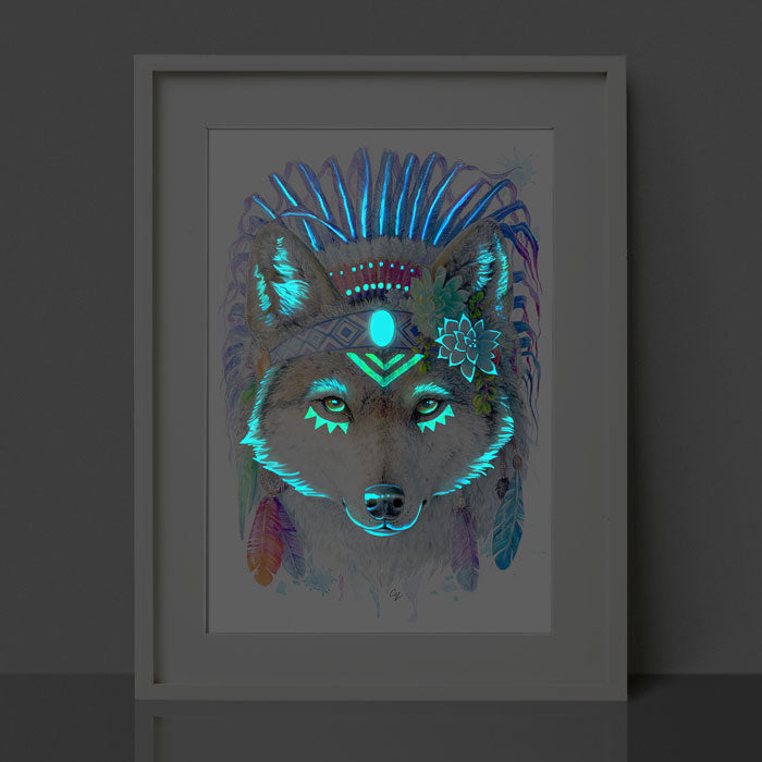 Glow in the Dark Wolf Print