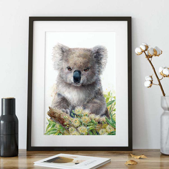 Koala and Eucalypus Blossom Print