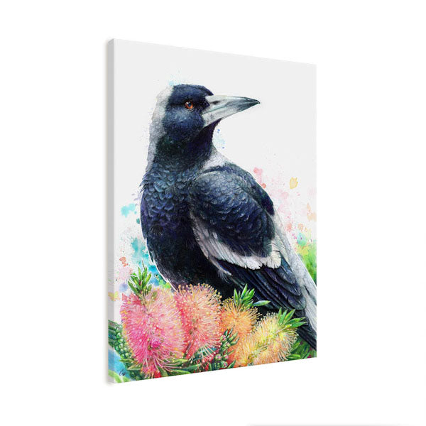 Magpie and Bottlebrush Wall Art