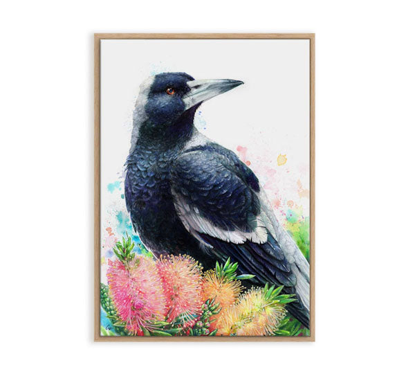 Magpie and Bottlebrush Wall Art