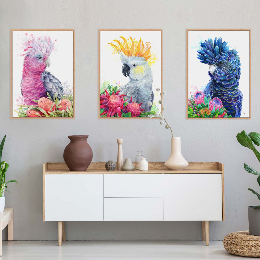 White Sulphur Crested Cockatoo and Waratahs Wall Art