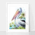 Pelican and Pandanus Wall Art