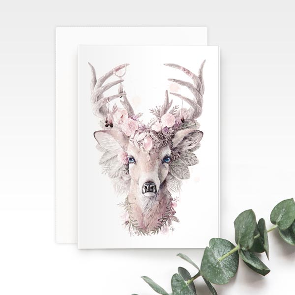 Pink Deer Greeting Card