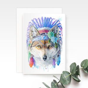 Bohemian Wolf Greeting Card