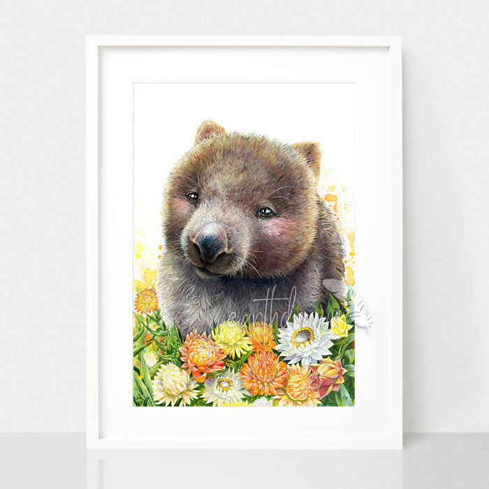 Cute Wombat Nursery Australian Art Print