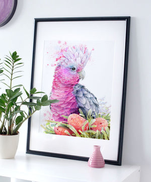 Pink Galah and Banksias Wall Art