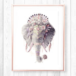 Bohemian Elephant - Dusty Pink Print