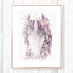 Floral Unicorn - Dusty Pink Print