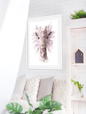 Bohemian Giraffe - Dusty Pink Print